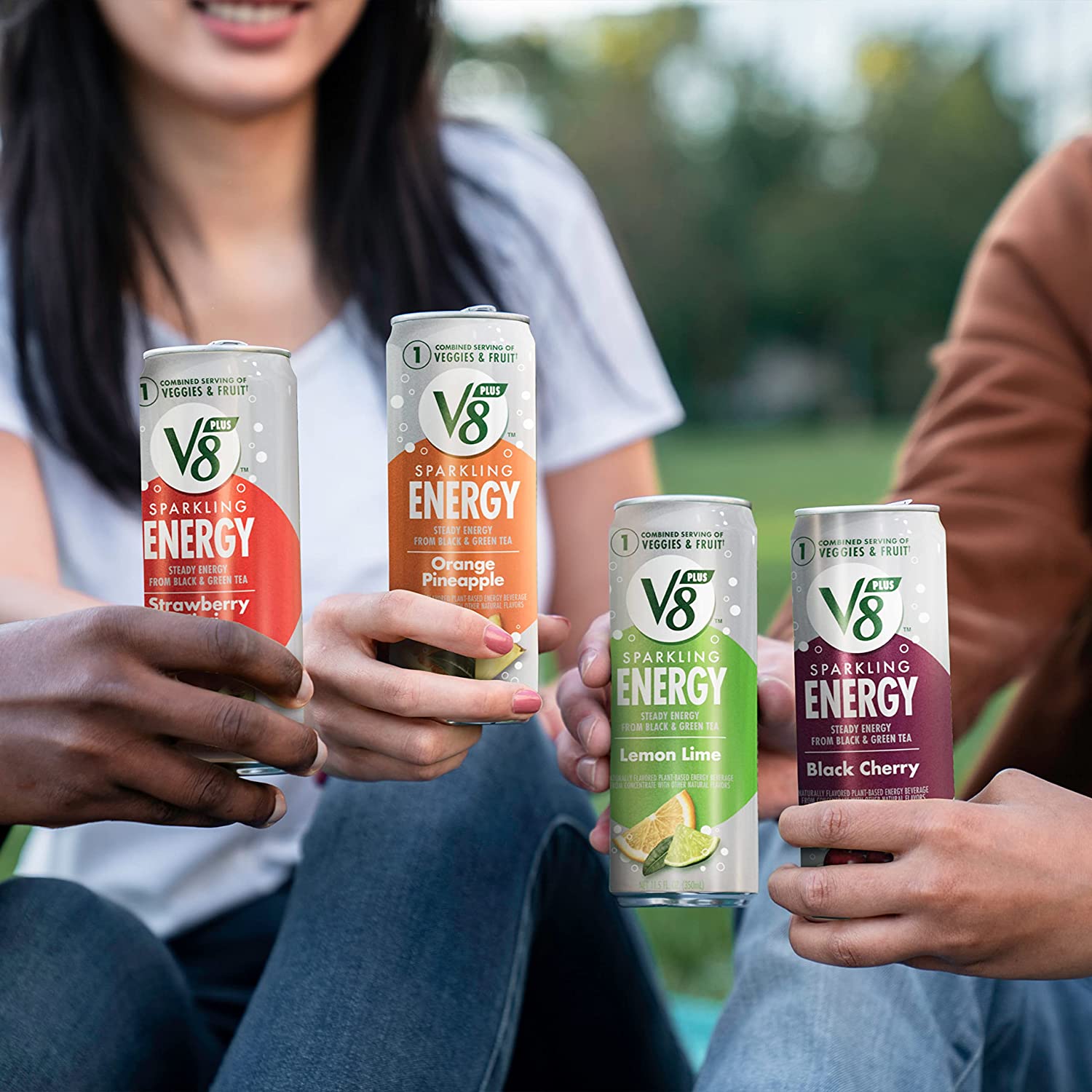 V8 +SPARKLING ENERGY Lemon Lime Energy Drink， Made with Real Vegetable and Fruit Juices， 11.5 FL OZ Can (Pack of 12) - Image 2